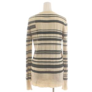 CYCLAS セーター リブニット ボーダー 長袖 S ベージュ 緑 グリーン