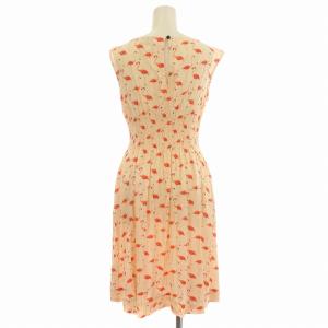 kate spade new york ワンピース シルク混 ノースリーブ フラミンゴ ヒザ下 0 S ピンク