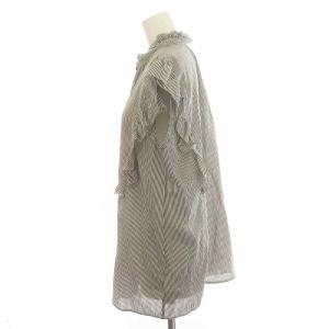 Spick&Span 22SS ノースリコットン シルクピンタックフリルブラウス ノースリーブ シルク混 F 黒 ブラック 白 ホワイト 22051200214020