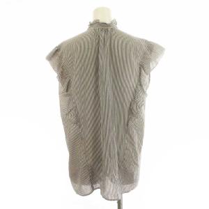 Spick&Span 22SS ノースリコットン シルクピンタックフリルブラウス ノースリーブ シルク混 F 黒 ブラック 白 ホワイト 22051200214020