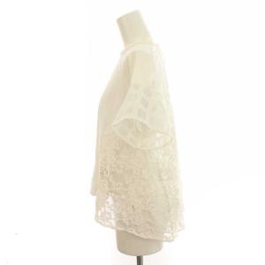 Grace Class チェックレースコンビトップ カットソー 半袖 切替 レース 36 S 白 ホワイト 28242103