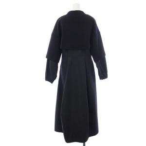 nagonstans 22AW combination dress ワンピース ロング 長袖 スタンドカラー S 黒 ブラック 470FA483-0790