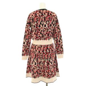 PAULE KA スーツ セットアップ 上下 ニットカーディガン ショート丈 クルーネック 長袖 ワンピース ひざ丈 ノースリーブ 総柄 タグ付き