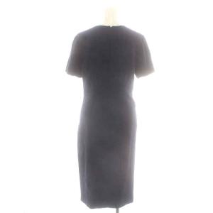 PAULE KA タイトワンピース ひざ丈 半袖 ラップ 36 S 紺 ネイビー