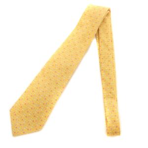 Salvatore Ferragamo ネクタイ レギュラータイ シルク ネコ柄 黄色 イエロー