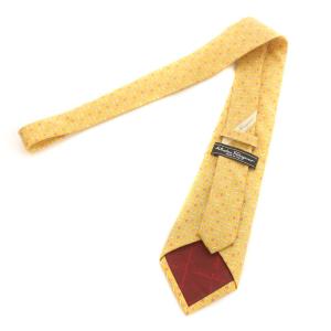 Salvatore Ferragamo ネクタイ レギュラータイ シルク ネコ柄 黄色 イエロー