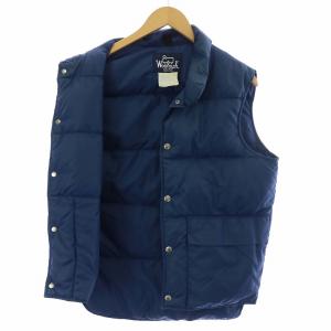 WOOLRICH 80s ヴィンテージ ダウンベスト ナイロン ロゴボタン S 紺 ネイビー