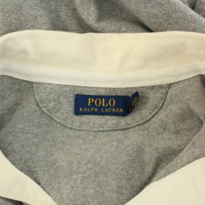 POLO RALPH LAUREN ポロシャツ 長袖 ロゴ刺繍 ワンポイント L グレー