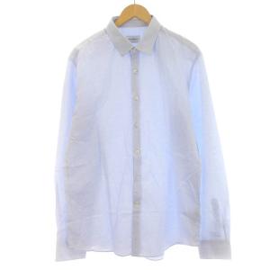 カジュアルシャツ ペイズリー柄 長袖 XL 水色 ライトブルー