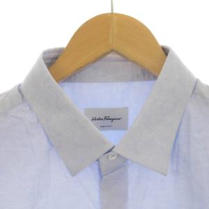 Salvatore Ferragamo カジュアルシャツ ペイズリー柄 長袖 XL 水色 ライトブルー