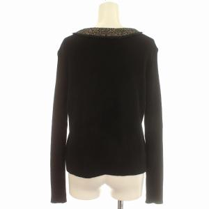 Leilian ツイード ニット カーディガン ウール 長袖 13 M相当 黒 ブラック