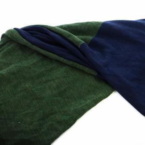 Nigel Cabourn ストール マフラー 大判 ポンポン ウール 紺 ネイビー 緑 グリーン