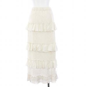 CASA FLINE 金子綾 レースラッフルスカート ロング イージー フレア F アイボリー 1212304027