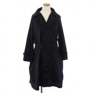 レインコート フーテッドコート アウター ロング ナイロン XXS 黒 ブラック