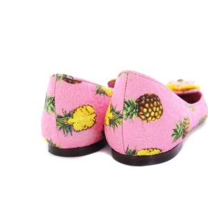 DOLCE&GABBANA ポインテッドトゥ パンプス フラット パイナップル柄 ビジュー 38.5 25.5cm ピンク