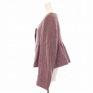 miumiu ノーカラージャケット ショート丈 ヘリンボーン アウター ピンク