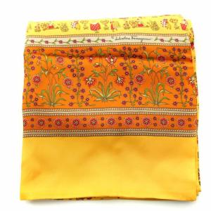 Salvatore Ferragamo ストール ロゴ 花柄 シルク 黄色 イエロー