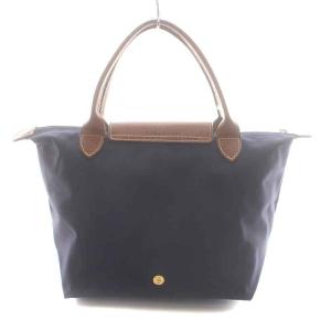 Longchamp ルプリアージュ Le Pliage トートバッグ ハンドバッグ ナイロン レザー S 紺 ネイビー 茶 ブラウン