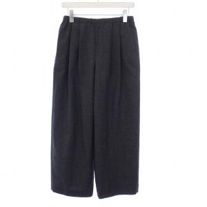 23AW STRAIGHT WIDE PANTS ワイドパンツ イージー グレンチェック 36 S ダークグレー