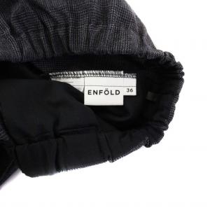 ENFOLD 23AW STRAIGHT WIDE PANTS ワイドパンツ イージー グレンチェック 36 S ダークグレー