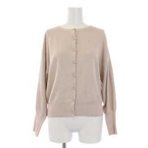 21AW ニット カーディガン 長袖 クルーネック パールボタン 36 S ベージュ 0321353195-00