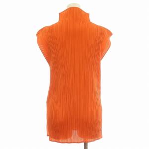 PLEATS PLEASE ISSEY MIYAKE イッセイミヤケ カットソー ハイネック ノースリーブ プリーツ F オレンジ