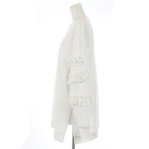 ENFOLD 23SS SCREW-SLEEVE PULLOVER Tシャツ カットソー 長袖 フリル コットン 38 M 白 ホワイト