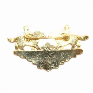 HERMES ブローチ ヴィンテージ 七宝焼き 犬と少女 レッド イエロー