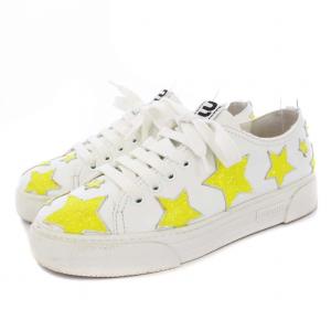 miumiu スターグリッター ローカットスニーカー レザー 39 26cm 白 ホワイト