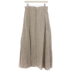 Plage 22SS ストライプリネンフレアスカート ロング ジップフライ 38 M ベージュ 22060922211020