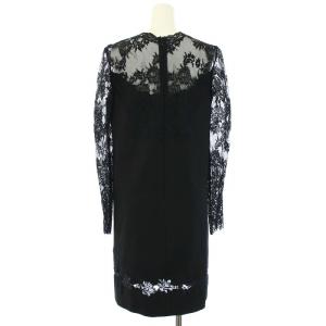 Ermanno Scervino ワンピース レース 切替 ひざ丈 長袖 40 S 黒 ブラック