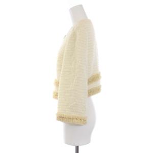 M'S GRACY セットアップ 上下 ノーカラージャケット 七分袖 総裏地 ハートボタン タイトスカート ひざ丈 スパンコール フリル ツイード