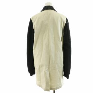 DIESEL ステンカラーコート ロング丈 コットン レザー S 白 ホワイト 黒 ブラック