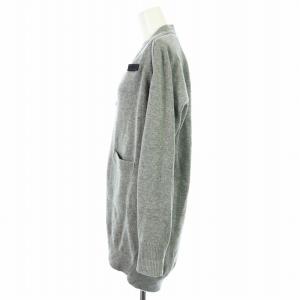DIESEL ニットカーディガン ロング 長袖 Vネック ジップデザイン ウール XS グレー