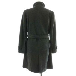 Paul Smith BLACK コート ロング シングル スタンドカラー ベルトリボン 裏地千鳥格子 ウール 42 L グレー