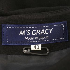 M'S GRACY 23AW 変形チェックプリントワンピース 長袖 ワンピース フレア ひざ丈 ベルト付 40 M 黒 ピンク