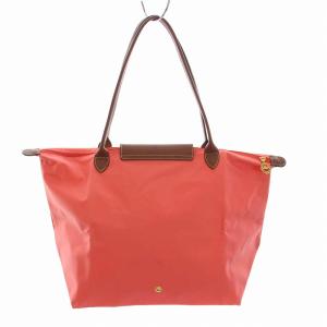 Longchamp ル プリアージュ ショルダーバッグ トートバッグ ナイロン レザー M サーモンピンク 茶