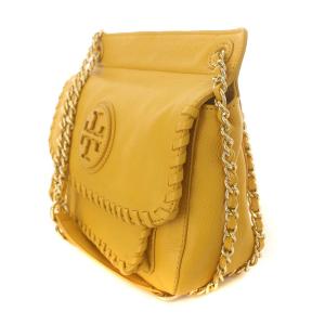 TORY BURCH ショルダーバッグ レザー フラップ ロゴ チェーンショルダー 黄色 イエロー