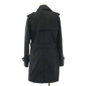 COACH トレンチコート アウター ミドル ベルト 裏地ロゴプリント XS 紺 ネイビー