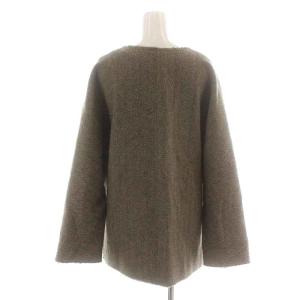 Plage RIAM 20AW シェットヘリンブラウス カットソー 長袖 スリットネック カットオフ ウール ヘリンボーン 38 M ベージュ