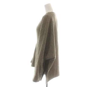 Plage RIAM 20AW シェットヘリンブラウス カットソー 長袖 スリットネック カットオフ ウール ヘリンボーン 38 M ベージュ