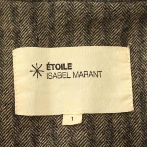 ISABEL MARANT ETOILE ノーカラー ジャケット ヘリンボーン ウール 1 S ベージュ 黒