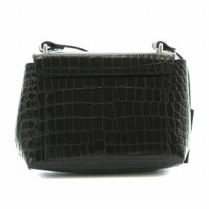 Longchamp ロゾ ショルダーバッグ レザー クロコ型押し 黒 ブラック 10115HTS001