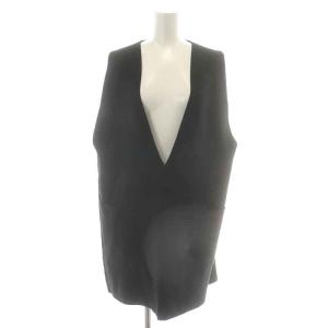 Spick&Span 23AW ニットベスト ジレ ロング プルオーバー Vネック ウール混 F 黒 ブラック 23080200907030