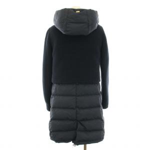 HERNO ダウンコート アウター ミドル フード ニット切替 ウール 38 ネイビー