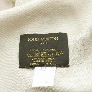 LOUIS VUITTON ショールモノグラム LV ストール フリンジ シルク グレー M71336
