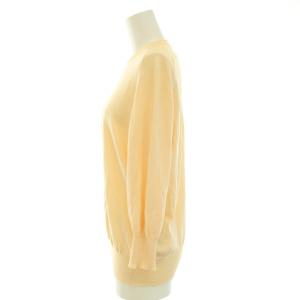 Drawer 18Gクルーネック8分袖ニット セーター ハイゲージ コットン 絹混 シルク混 2 M クリーム