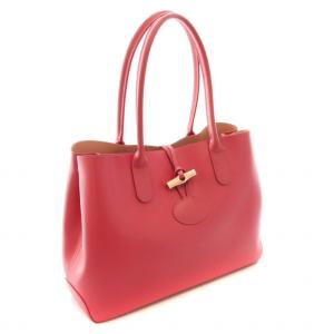 Longchamp ロゾ ROSEAU トートバッグ ハンドバッグ レザー ピンク