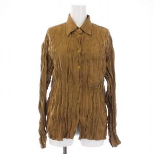 ISSEY MIYAKE ホワイトレーベル セットアップ 上下 プリーツ シャツ ブラウス 長袖 パンツ 2 ブラウン