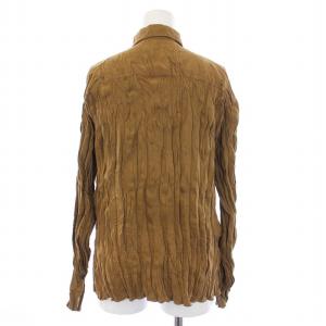 ISSEY MIYAKE ホワイトレーベル セットアップ 上下 プリーツ シャツ ブラウス 長袖 パンツ 2 ブラウン